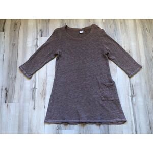 CMC Color Me Cotton Rose Pink Textured Knit Tunic Dress Pocket USA Made Medium